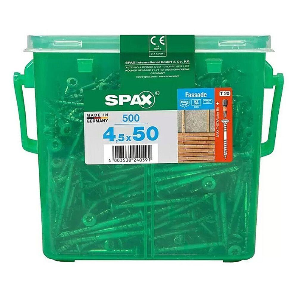 FASADESKRUE SPAX RUSTFRI A2 4,5X50 500STK/PK
