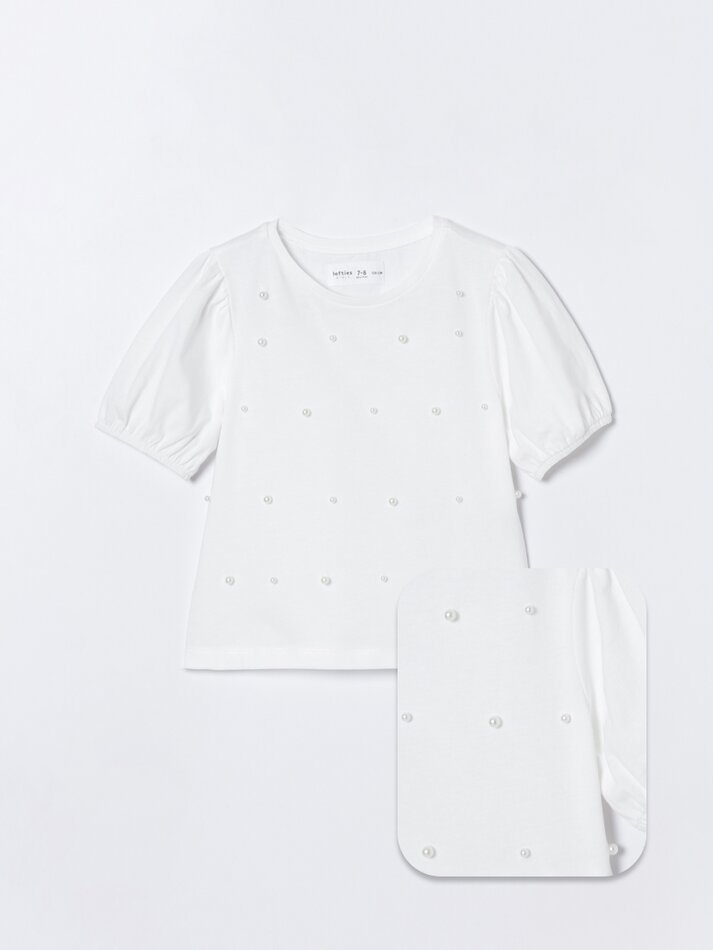 Camiseta com pérolas - Off-white