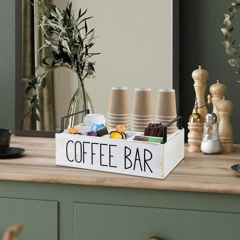 (30x20x8cm) Kaffee Station Coffee Bar Organizer Kapsel Halter Home Deko Küchen Zubehör - Weiss