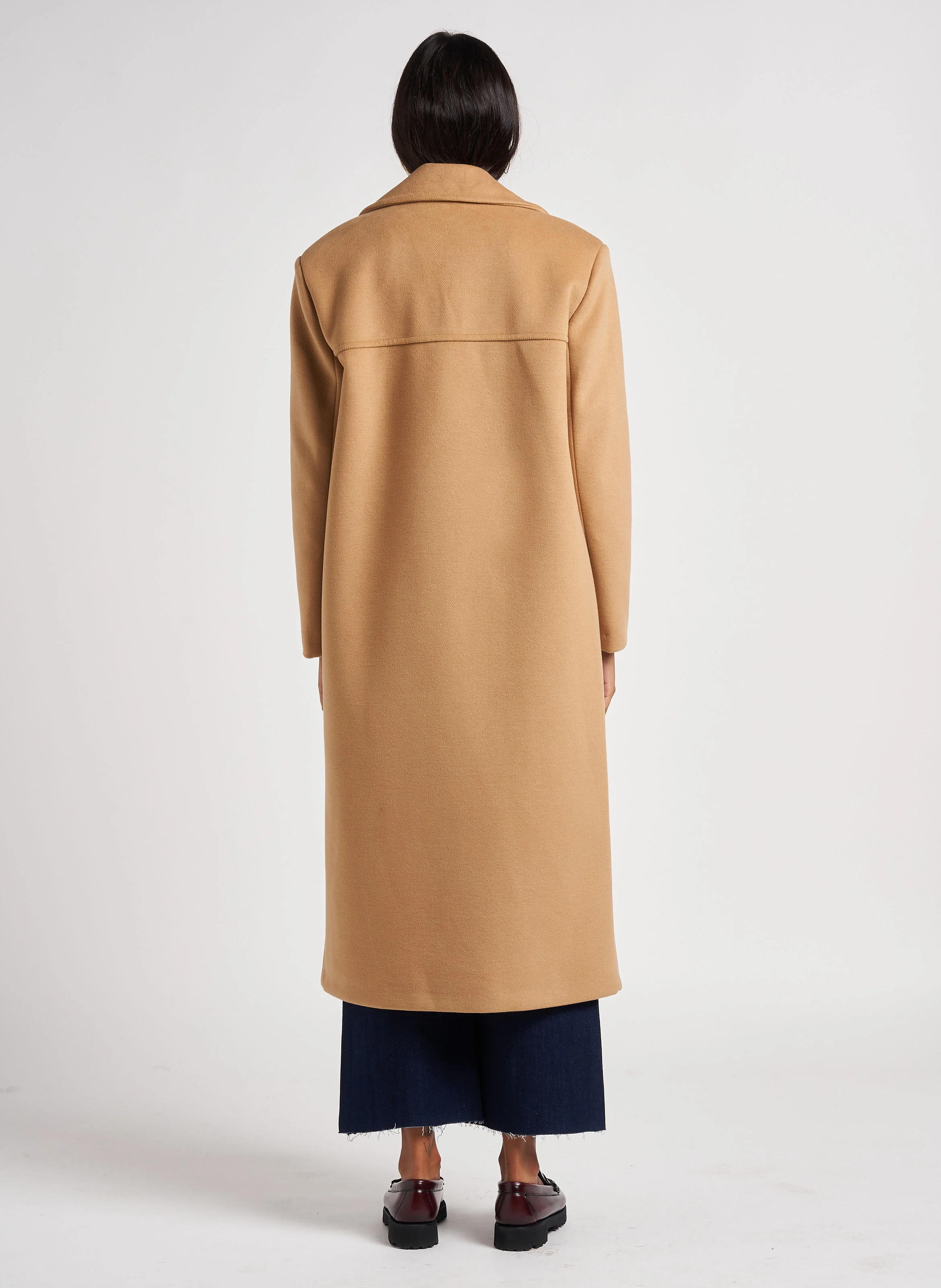 Manteau col tailleur| Marron