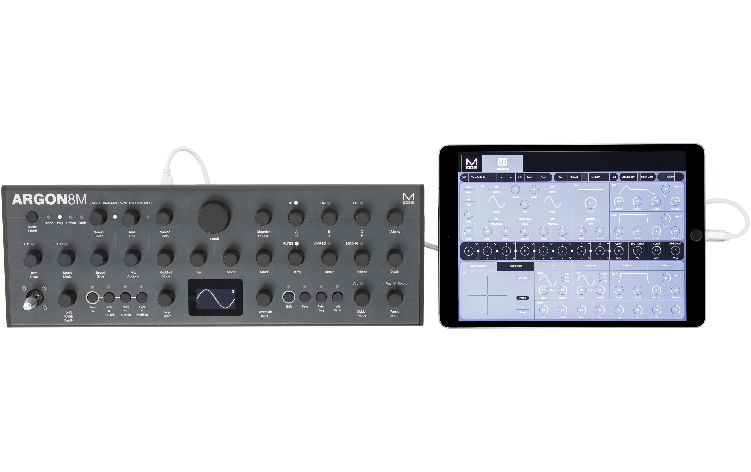 Synthesizer Argon8M<br>8-stimmiger Wavetable-Synthesizer