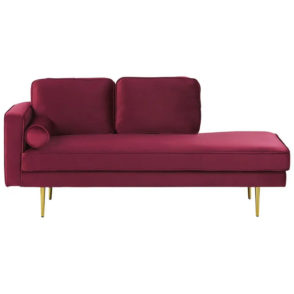 MIRAMAS - Chaise longue - Rood - Linkerzijde - Fluweel