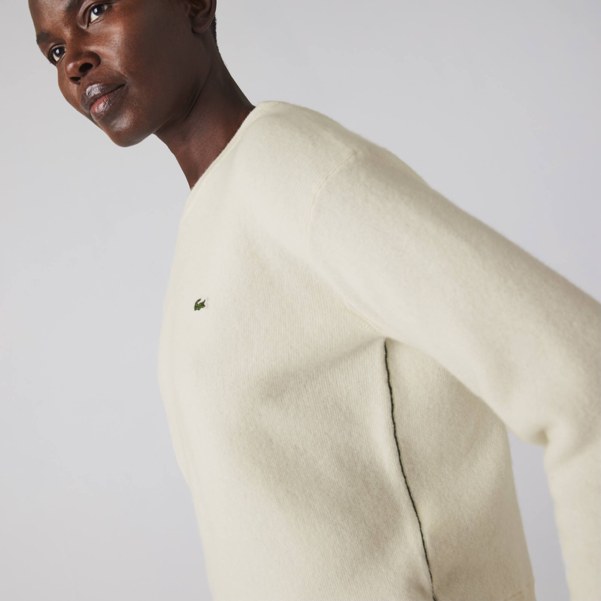 Pull femme Lacoste col rond en laine Pullovers - Blanc - Lacoste - Femme