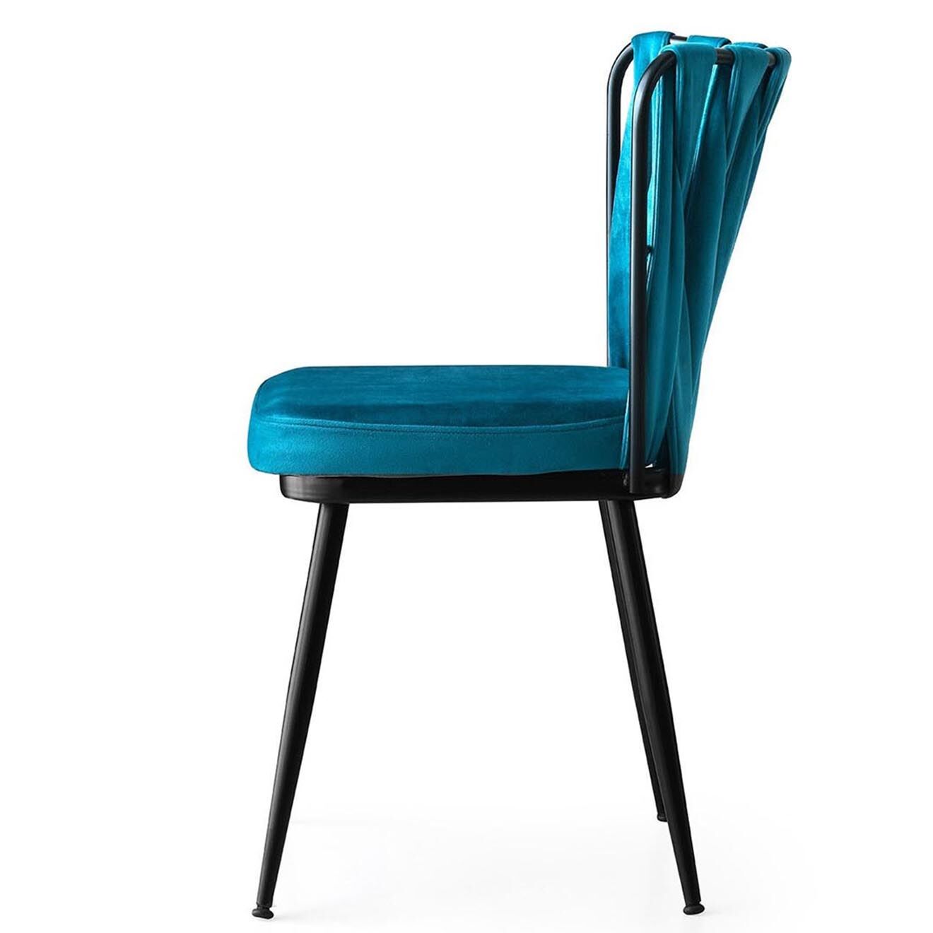Wooden Art 2 Chaises Kusakli noir/bleu - 43x82x43 cm