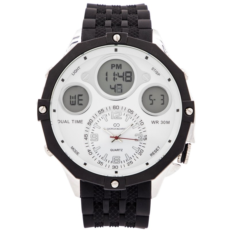 Coffret montre Homme GIORGIO bracelet Silicone Noir