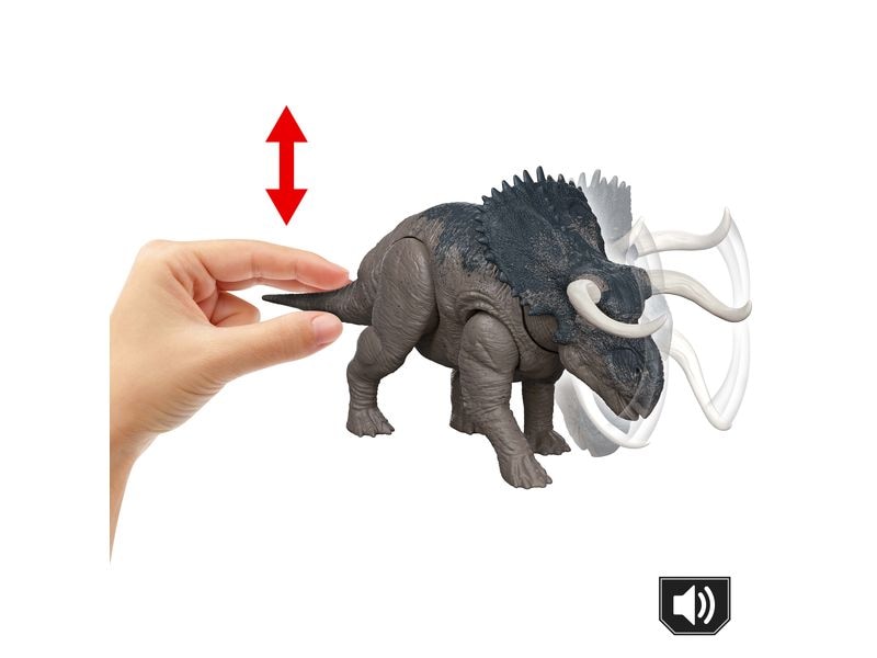 Mattel Jurassic World Wild Roar Nasutoceratops Interaktive Dinosaurierfigur