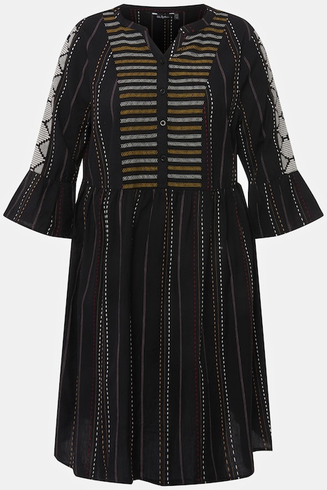 Tunikakleid, Ethnomuster, Tunika-Ausschnitt, 3/4-Arm