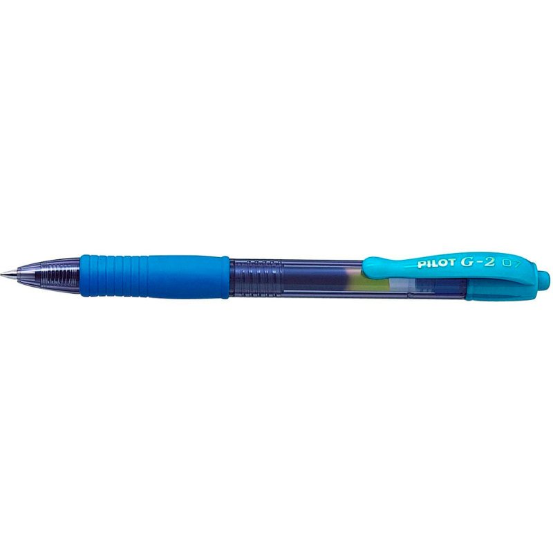 Roller pilot g2+ 7 fun ecriture moyenne 0.4mm encre gel retractable corps translucide grip caoutchouc turquoise
