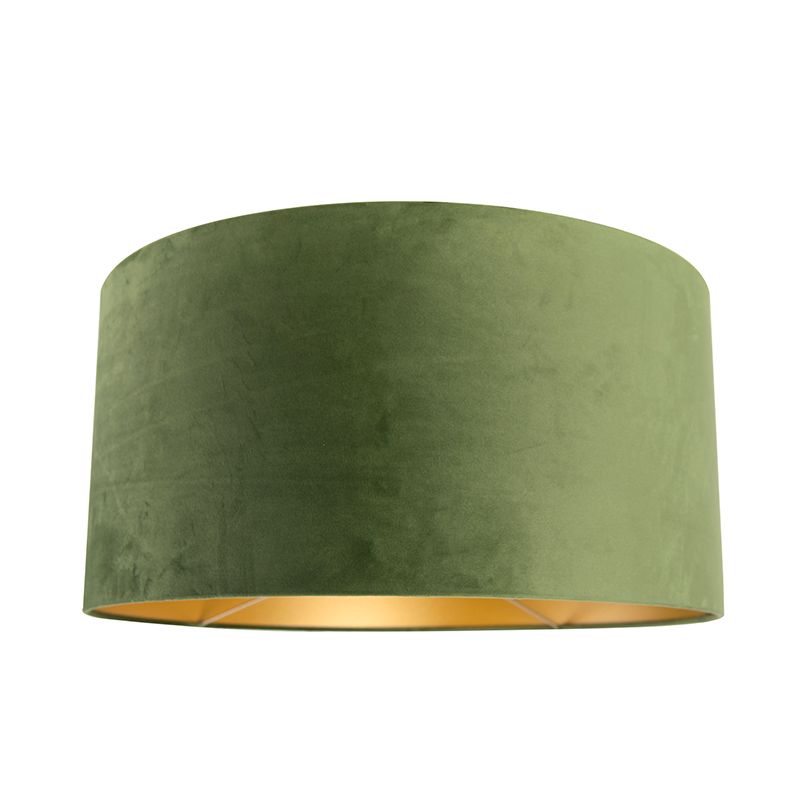 Velours lampenkap groen 50/50/25 met gouden binnenkant