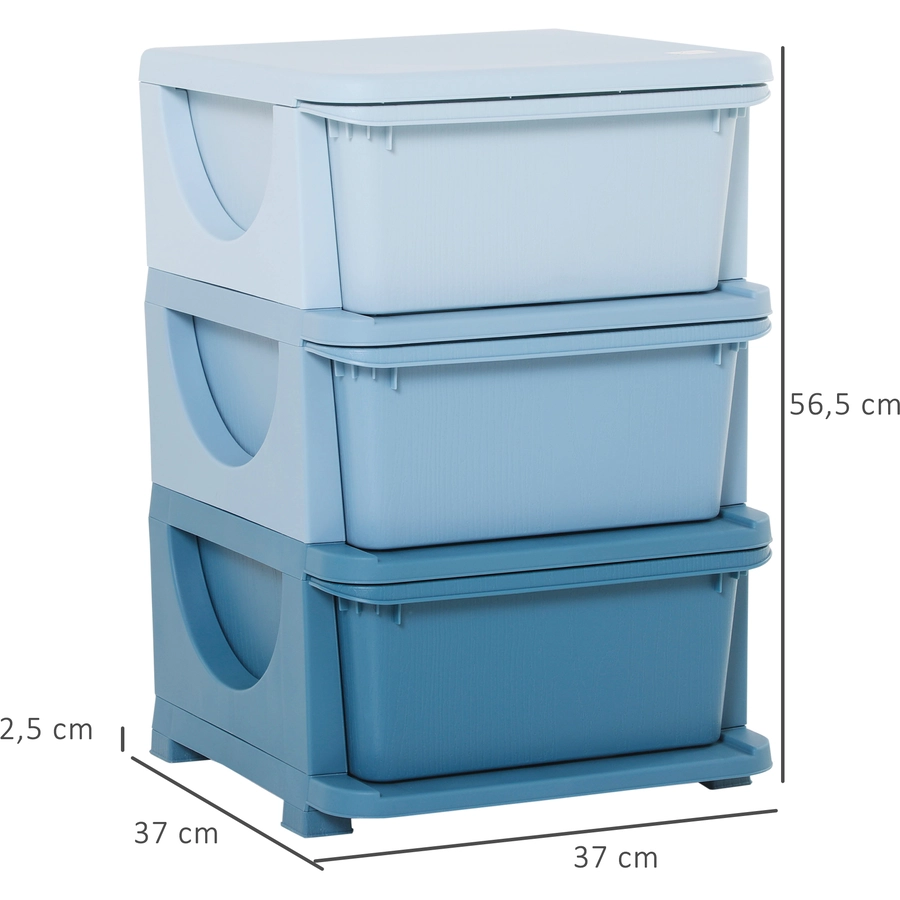 HOMCOM Aufbewahrungsboxen für Spielzeug Blau