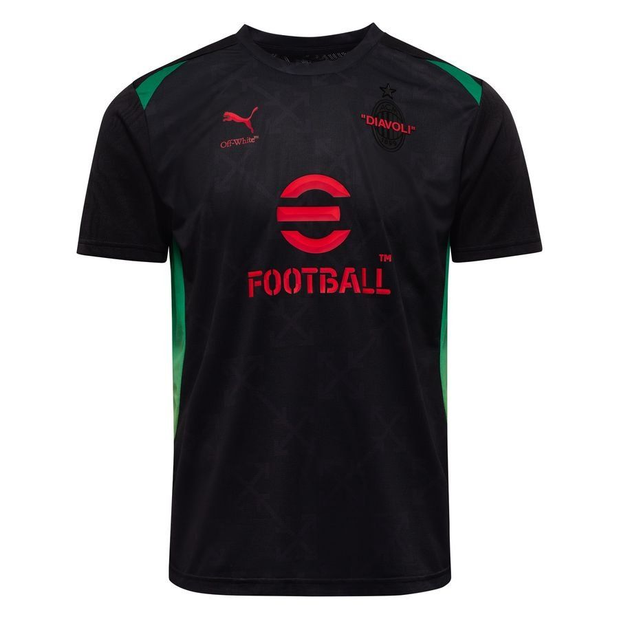 Milan AC X Off-White T-shirt d'Entraînement Avant-Match - Noir/For All Time Red ÉDITION LIMITÉE