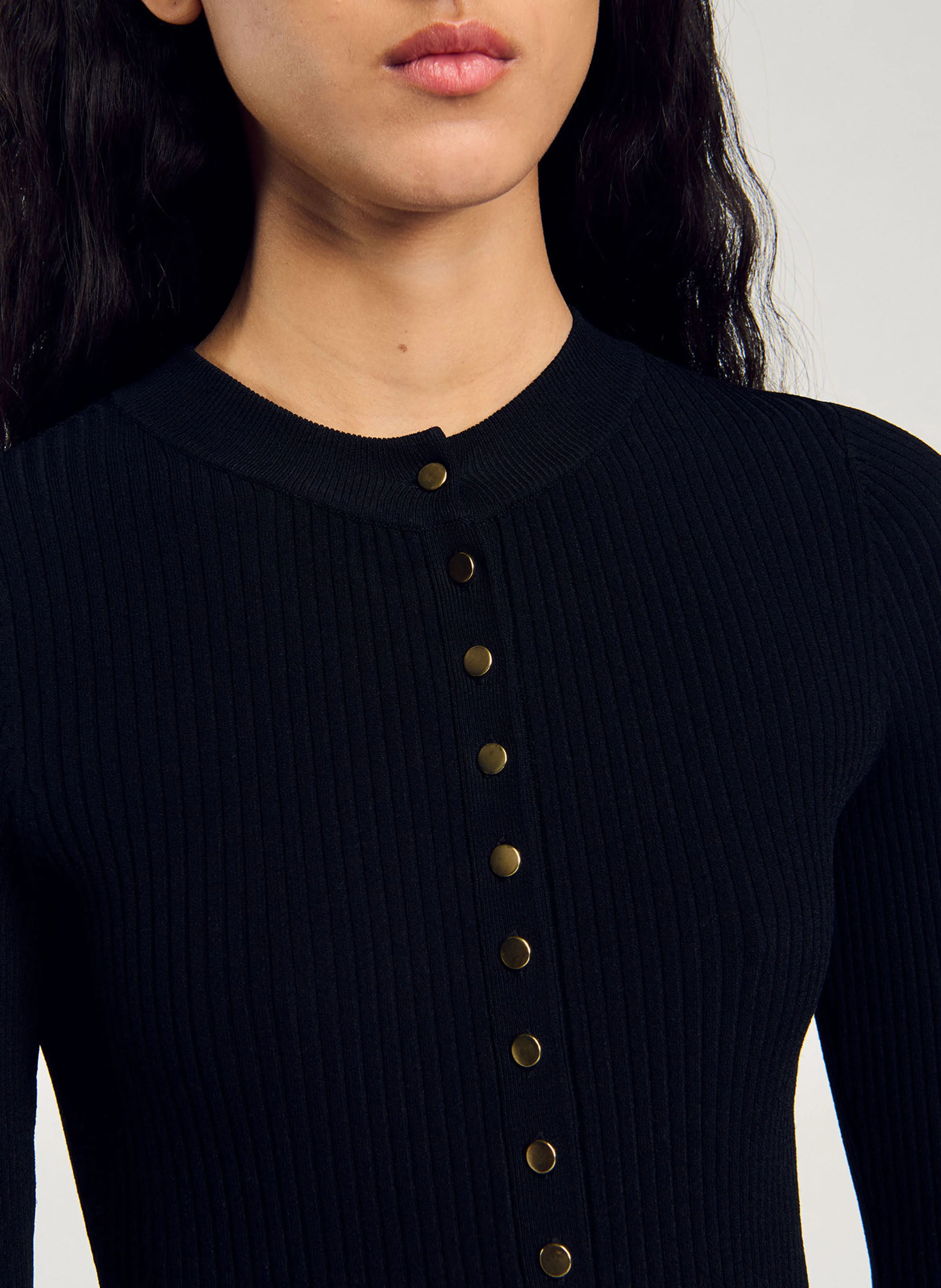Body boutonné en maille | Noir