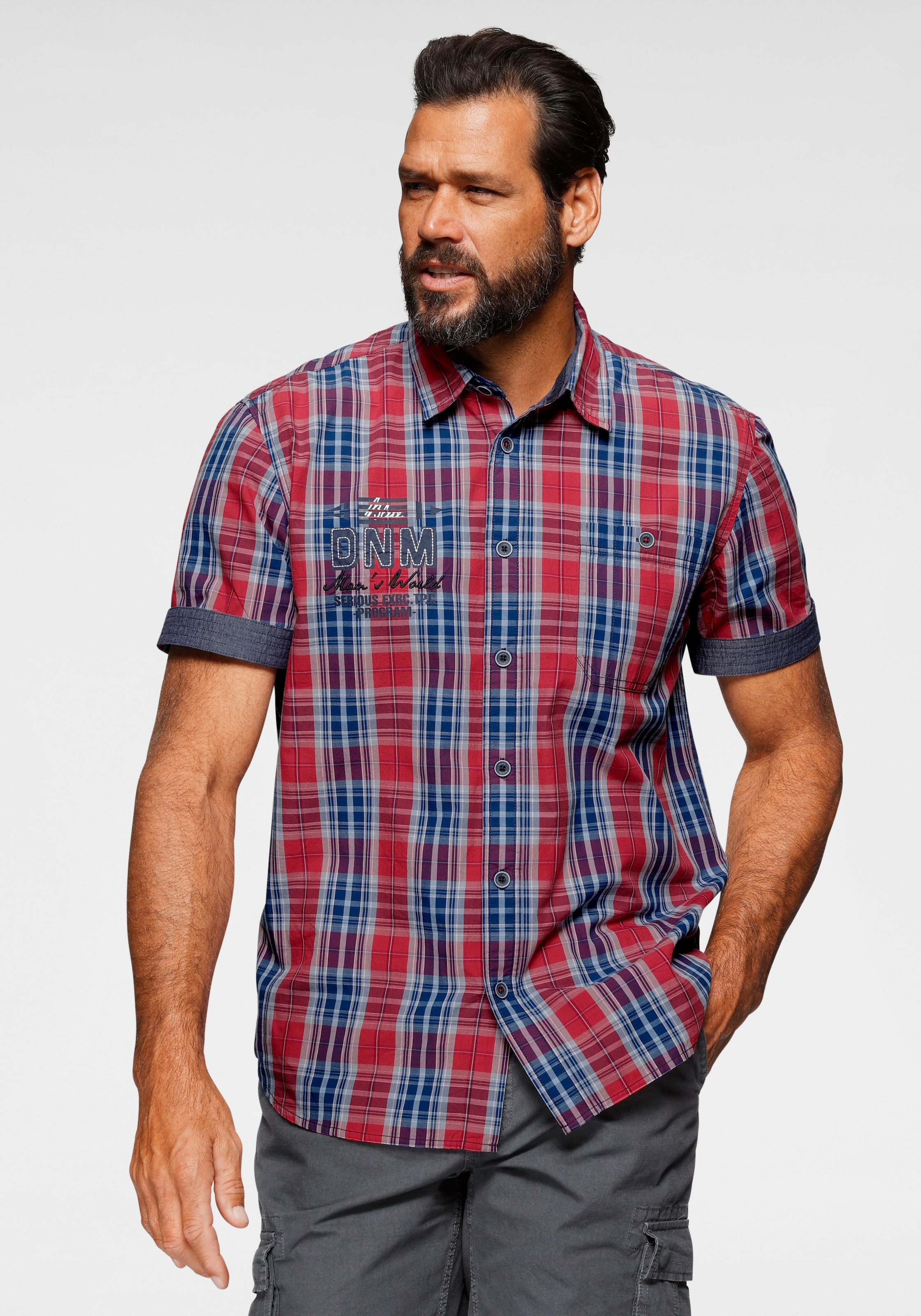 Man's World Kurzarmhemd , mit Print und Stickerei