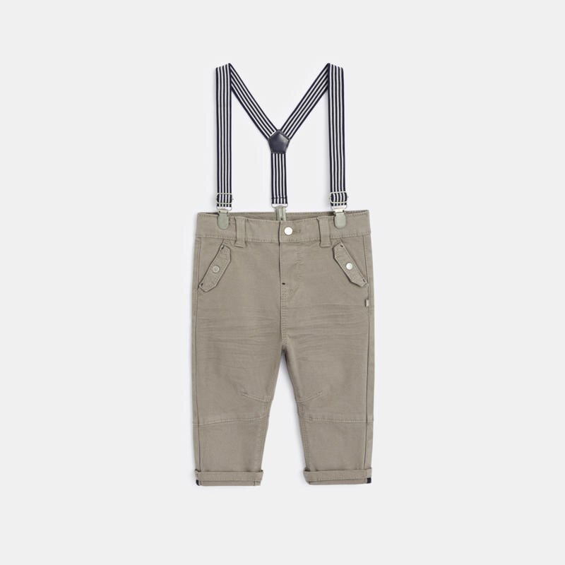 Pantalon toile et bretelles beige bébé garçon Beige