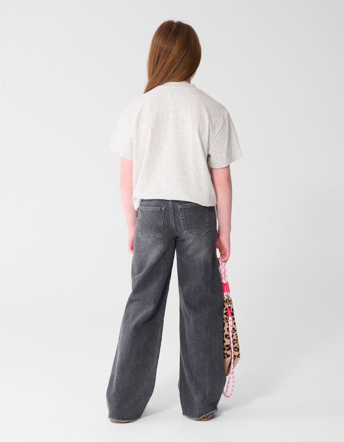 Stud Wide Leg Fit Jeans Donkergrijs