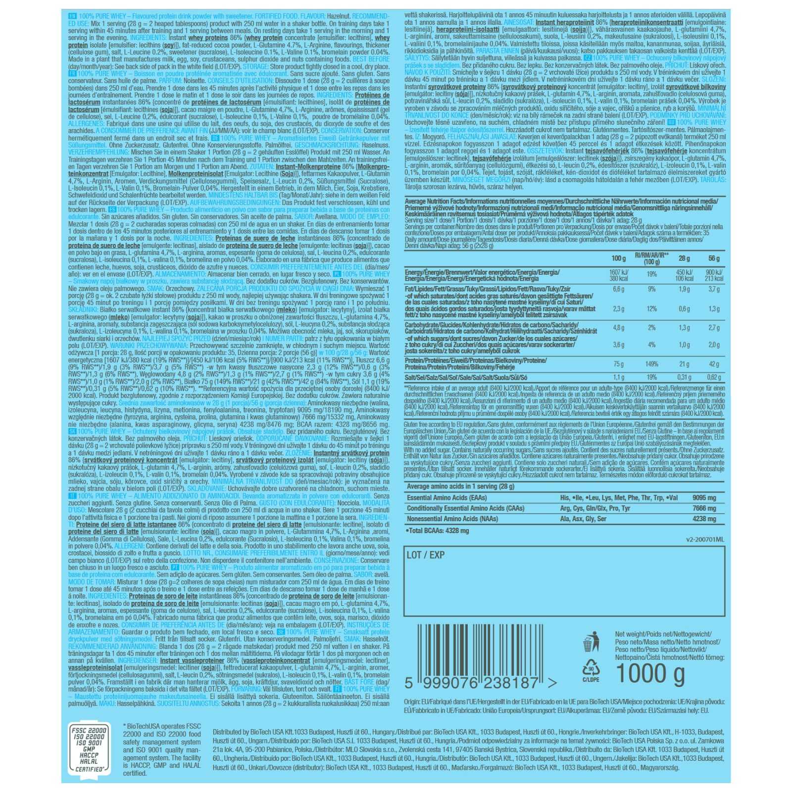 Biotech USA 100% Whey Pure 454 g
