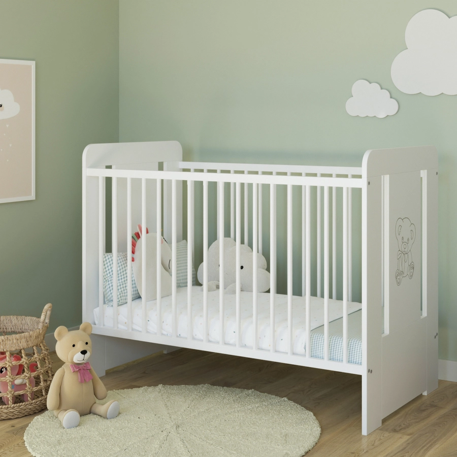 Kids Collective Babybett Gitterbett 60x120 höhenverstellbar|herausnehmbare Sprossen weiß