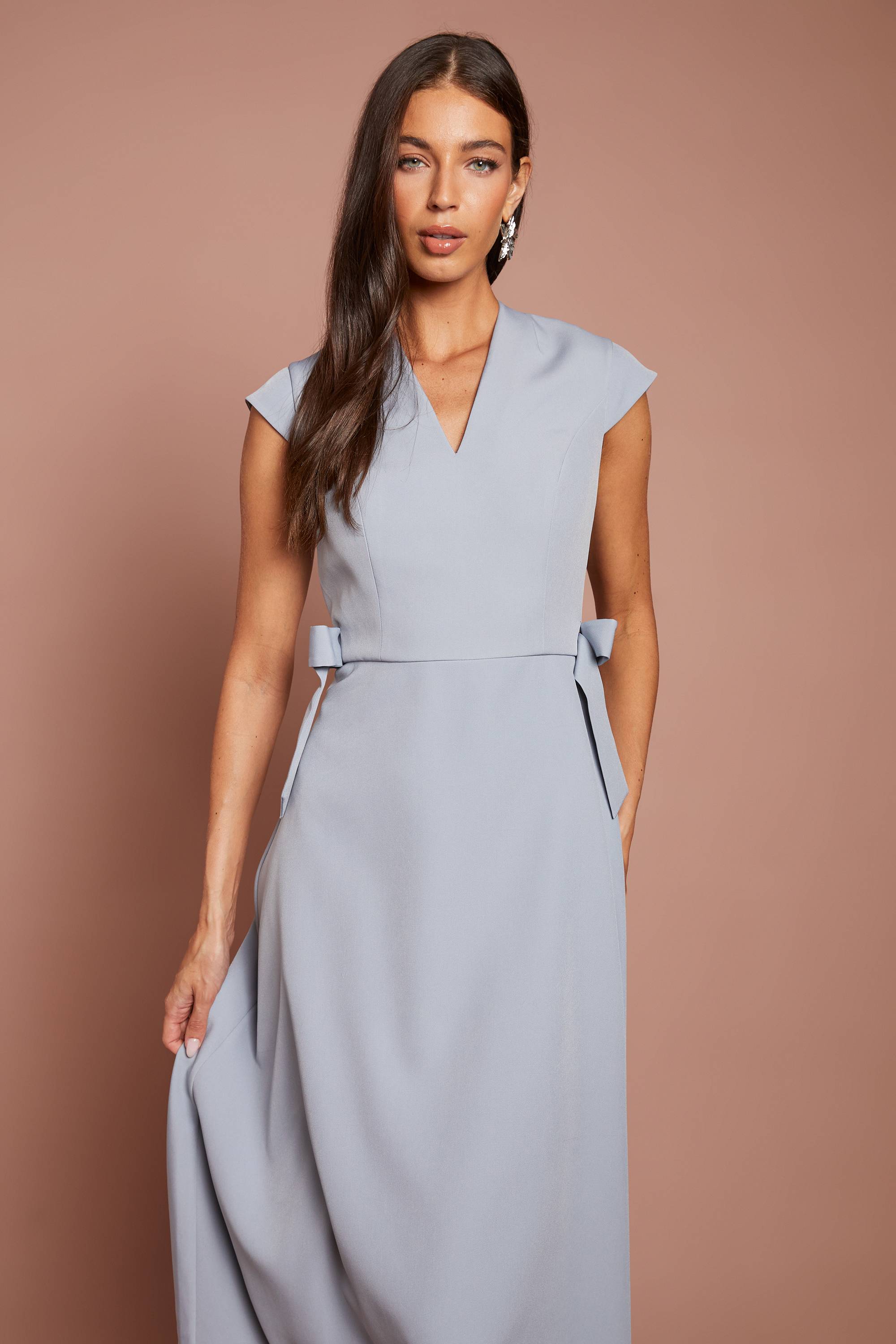 Coast Robe Midi À Manches Courtes Avec Détail Nœud À La Taille