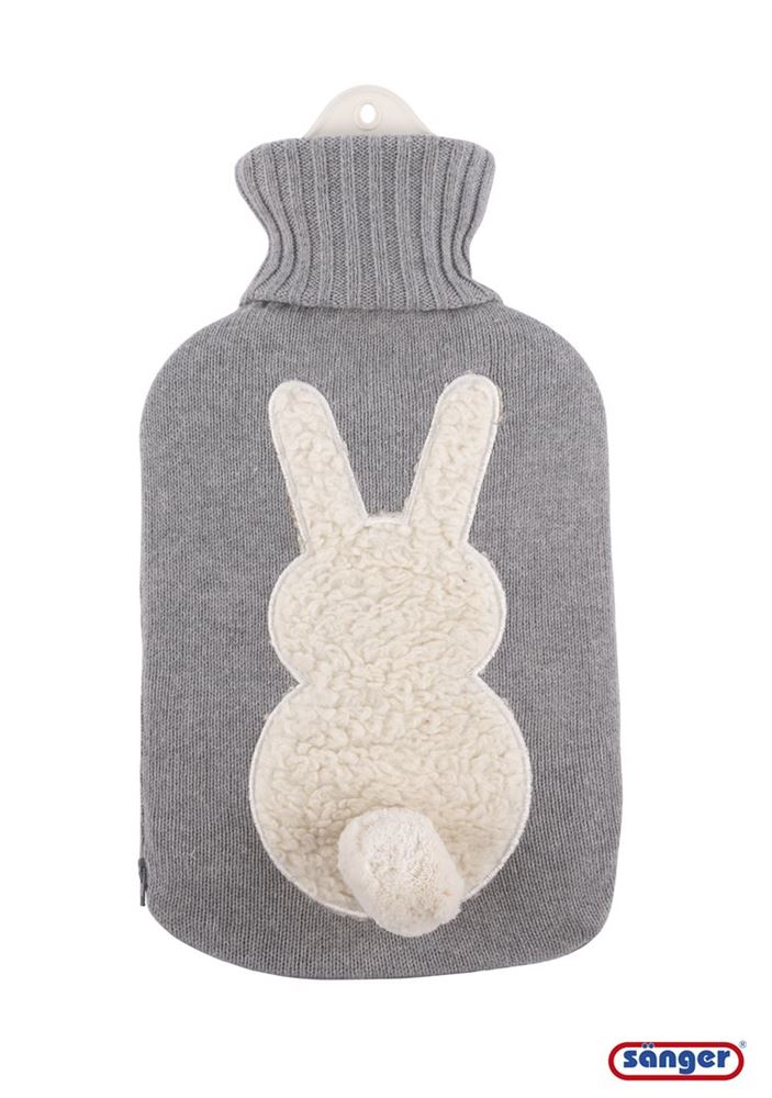 SAENGER Wärmflasche aus Naturkautschuk mit Strickbezug 2l Hase Btl 1 Stk