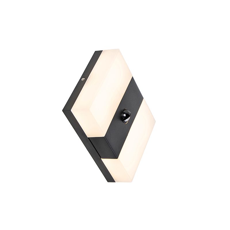 Buitenwandlamp zwart IP44 incl. LED met bewegingsmelder - Dualy
