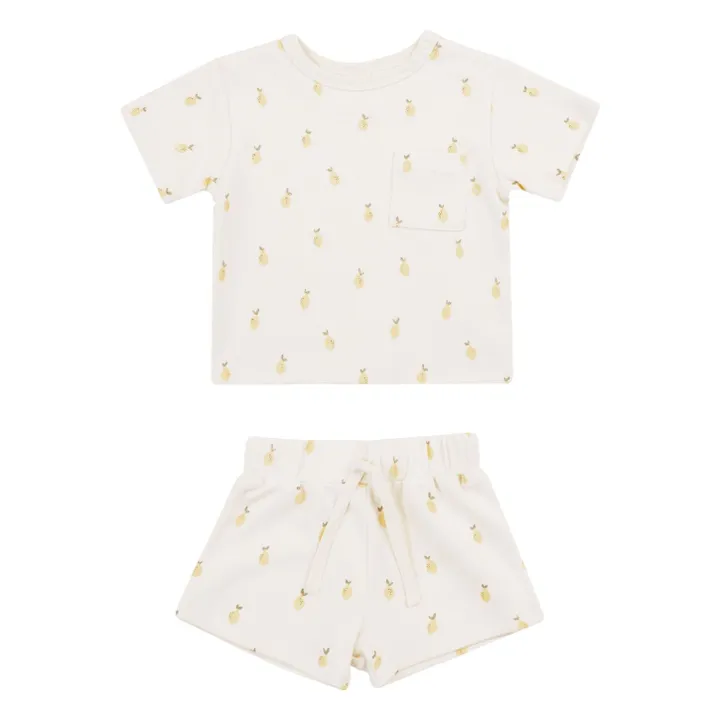 Quincy Mae T-Shirt et Short Citrons | Blanc cassé
