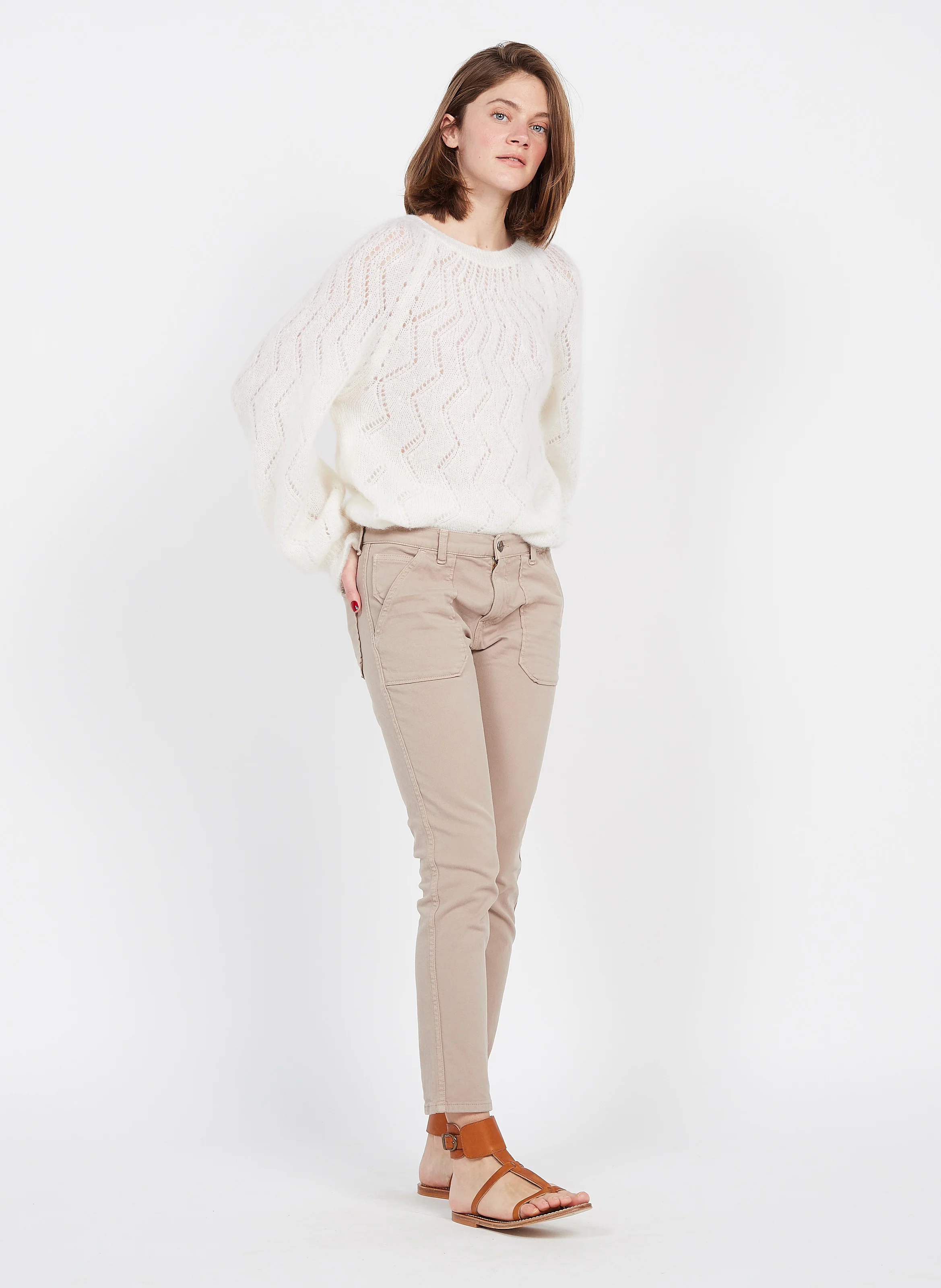 PIERCE - Jean slim en coton mélangé | Beige