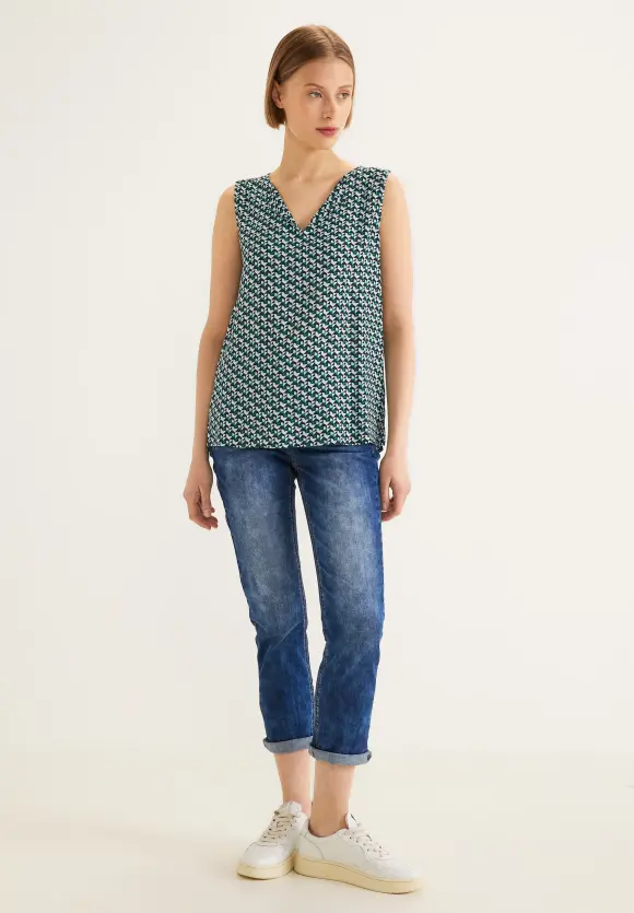 Minimalmuster Blusentop - lagoon green