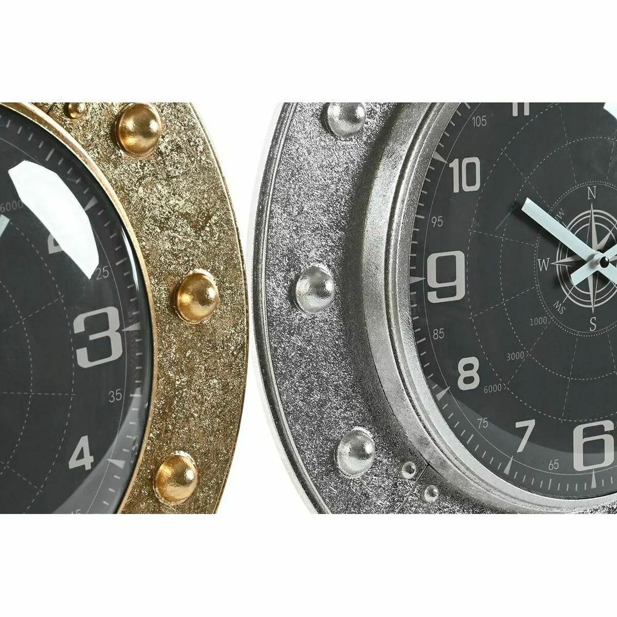 DKD Home Decor Horloges Murales Verre - Argenté