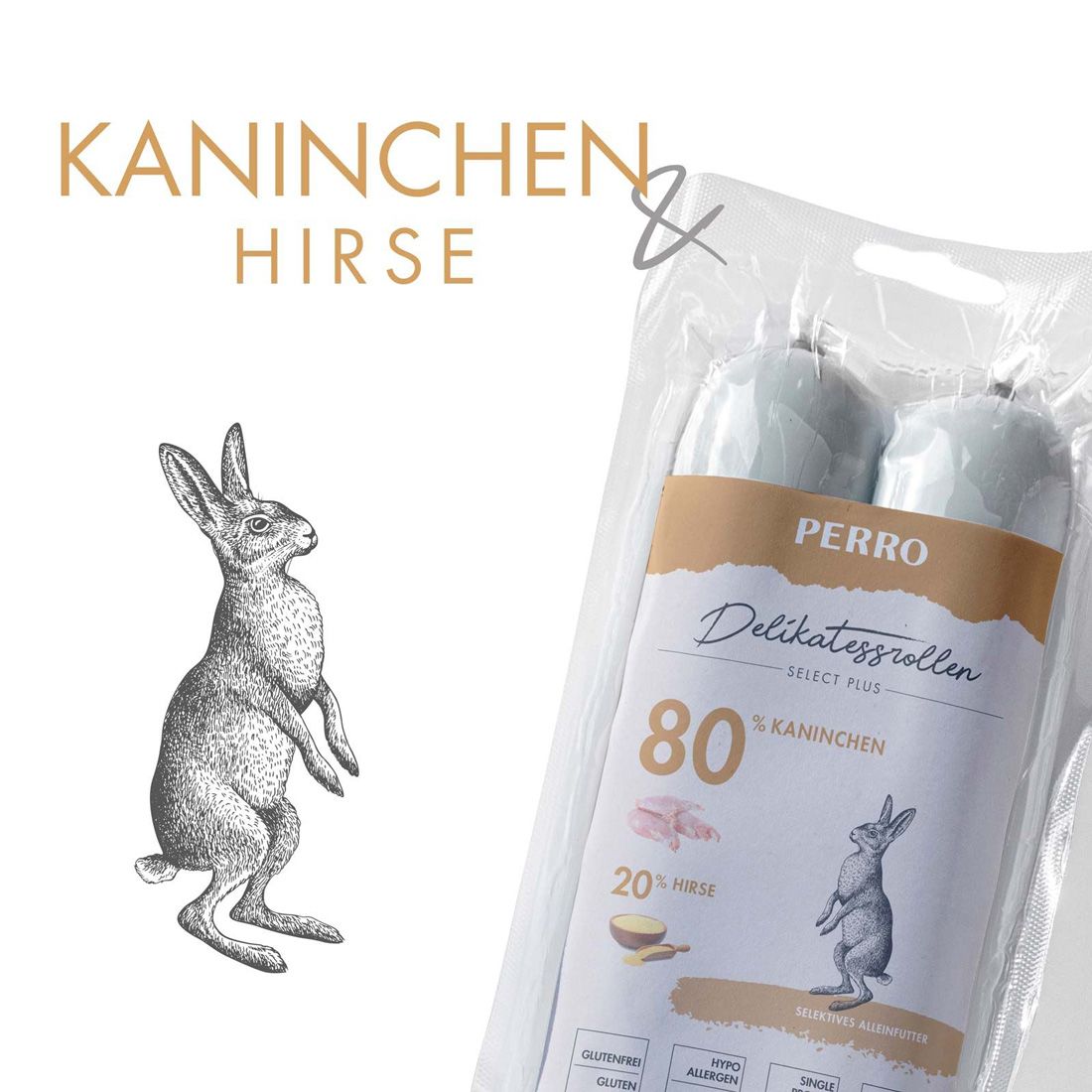 PERRO Delikatessrolle No.2 Kaninchen + Hirse