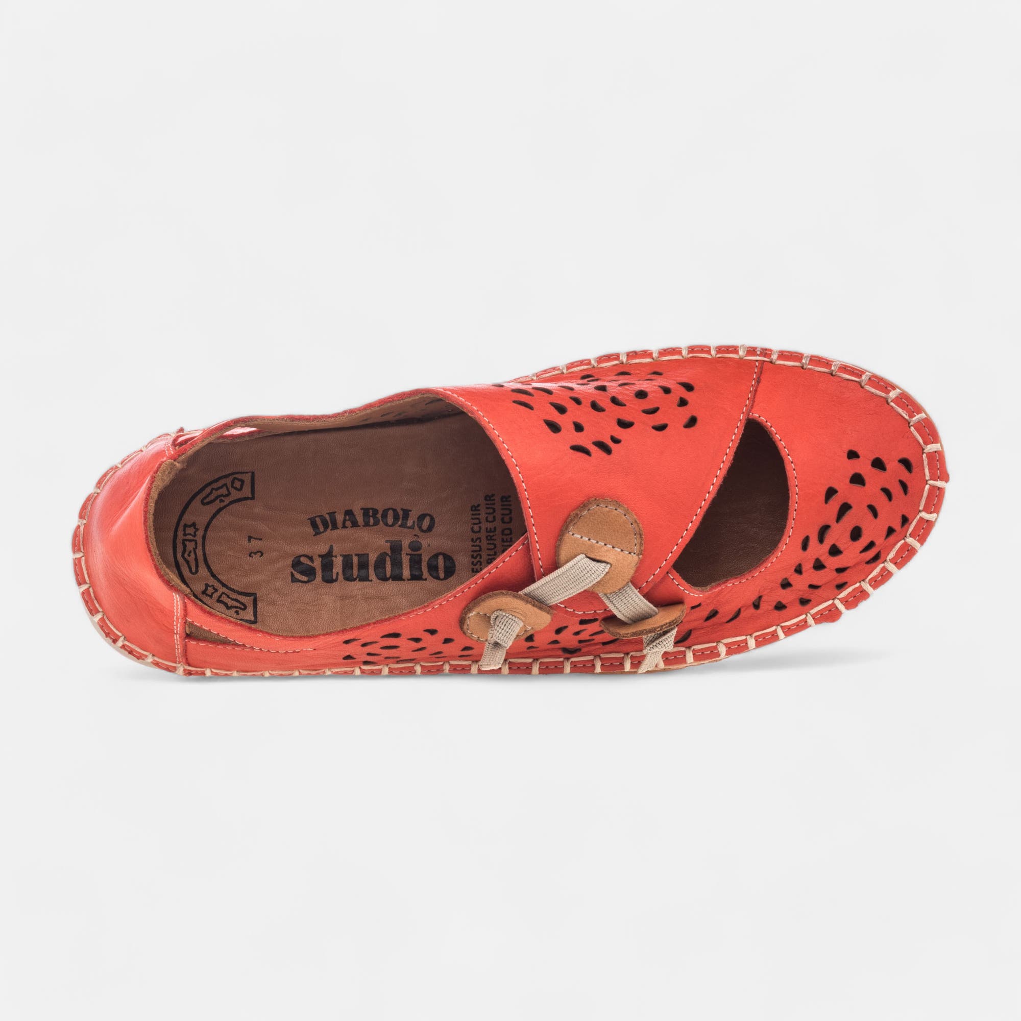Ballerines Femme en cuir rouge