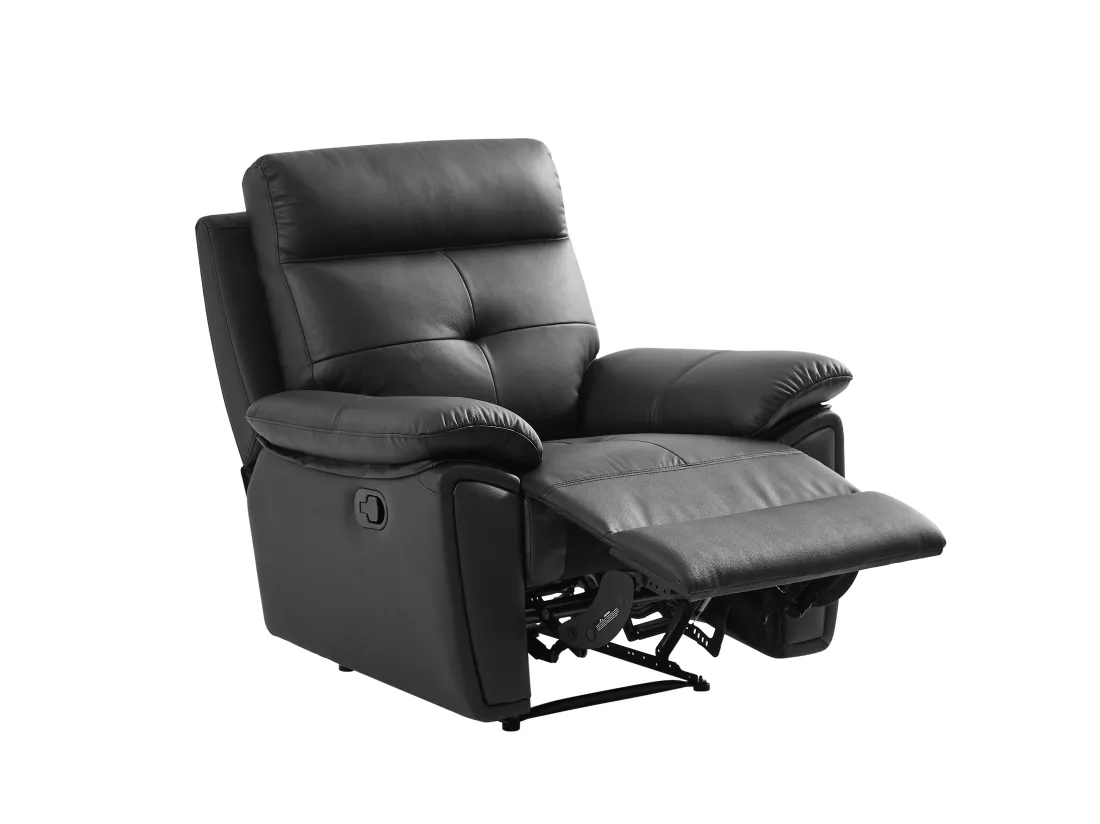 Canapés 3 places 2 places et un fauteuil relax en cuir noir VINETA