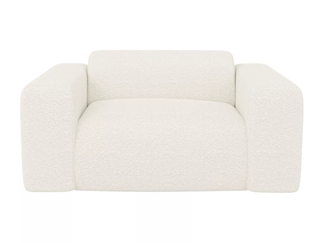 Canapé 3 places et fauteuil en tissu bouclette blanc POGNI de Maison Céphy