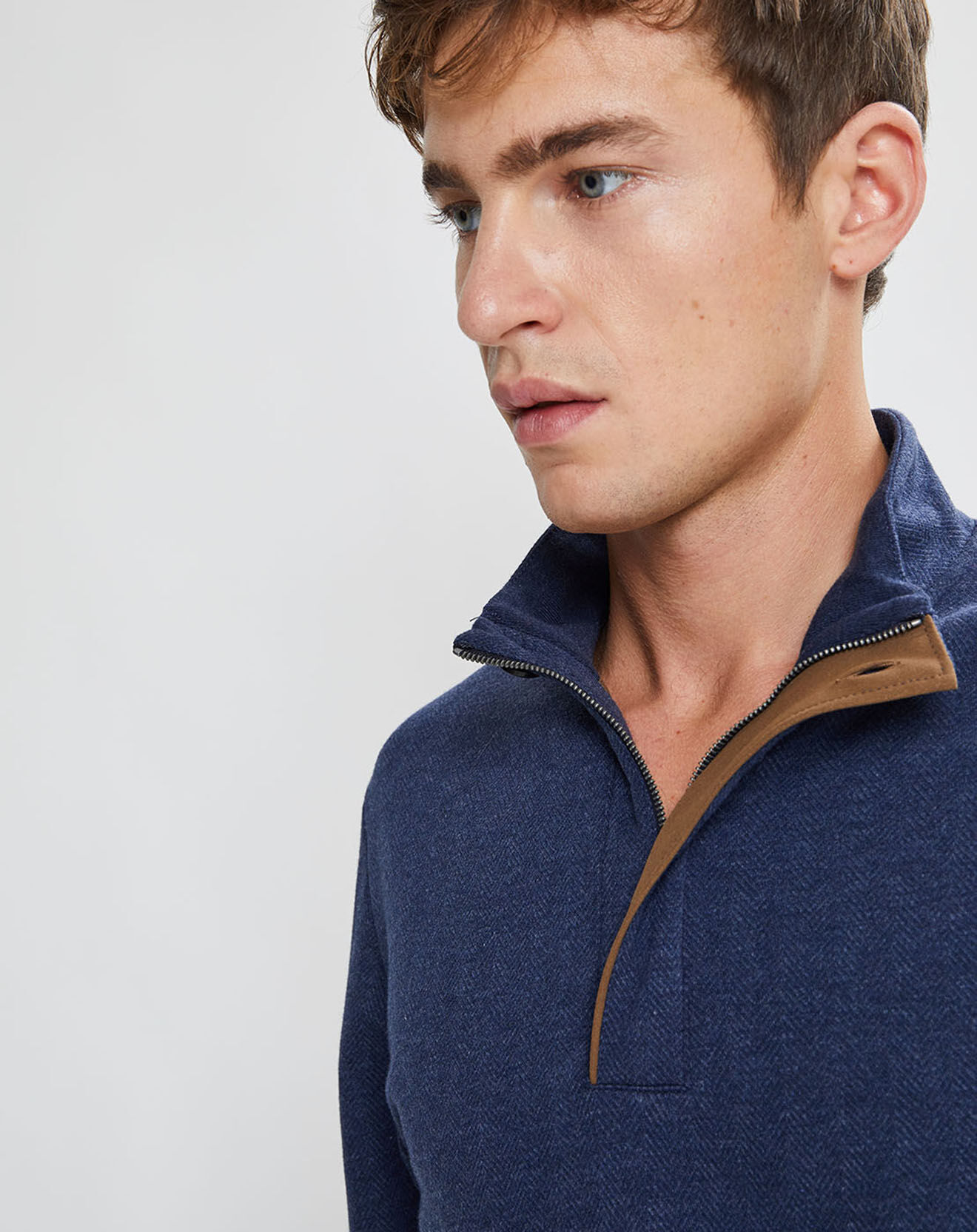 Hackett London Sweat col montant Chevron bleu