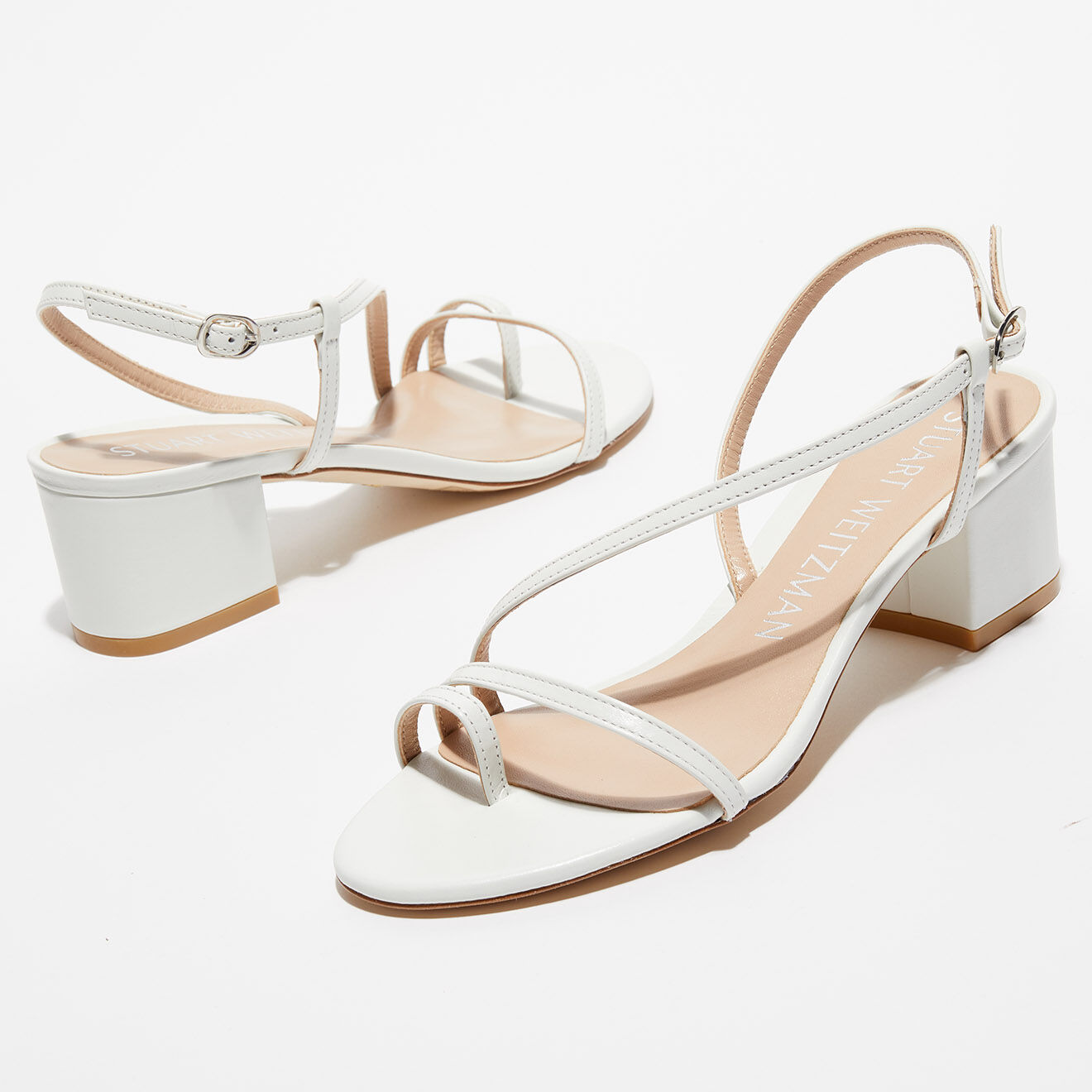 Stuart Weitzman Sandales en Cuir Soirée Sleek 50 blanches - Talon 5 cm