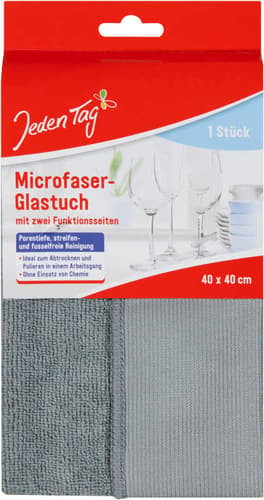 Jeden Tag Microfaser Glastuch 40x40cm