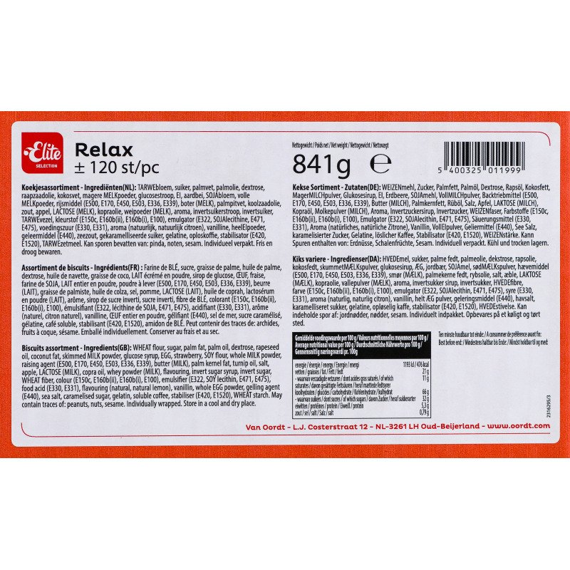 Biscuits Relax assotiment Elite - Carton de 120