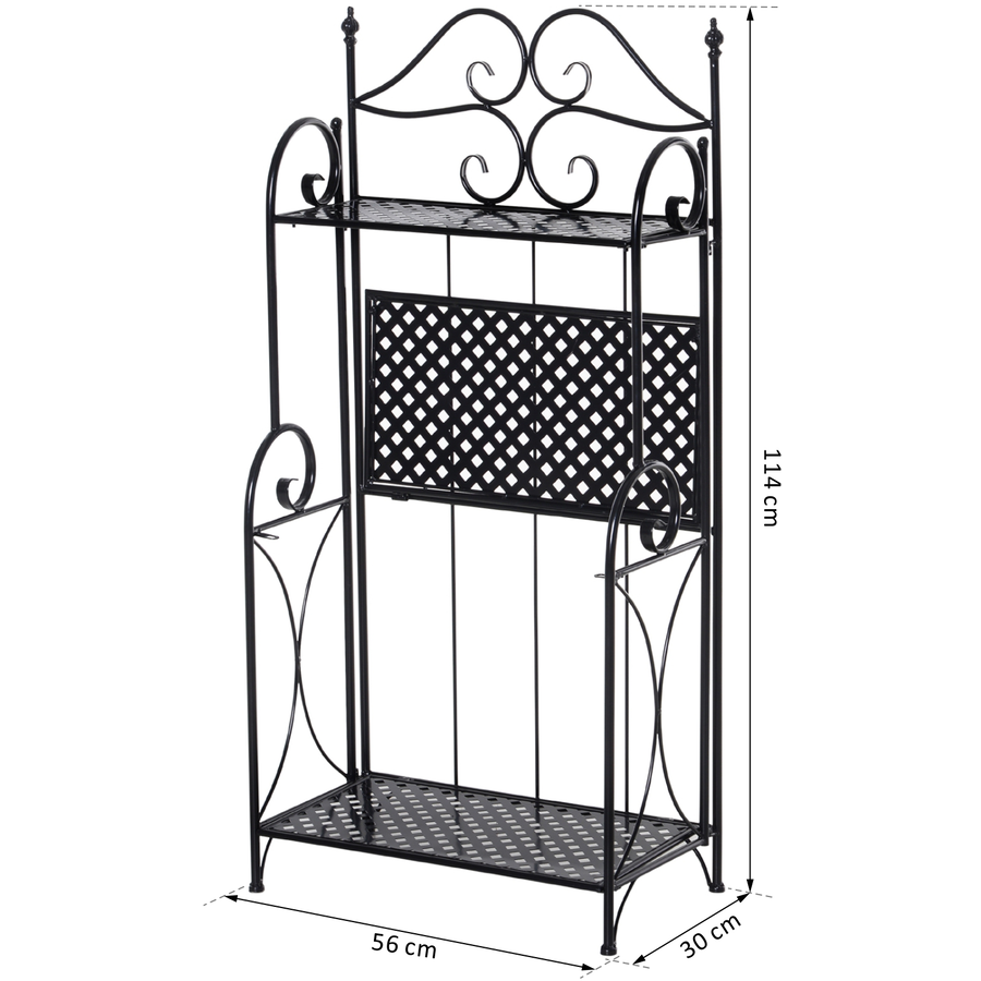 Outsunny Gartenregal mit 3 Ablagen schwarz