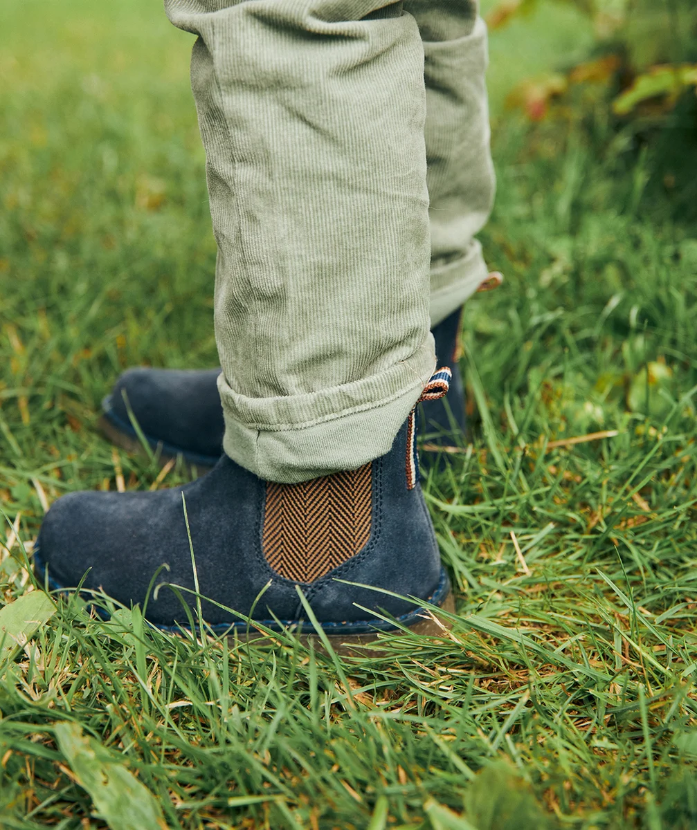 BOTTINES ÉLASTIQUÉES GARÇON EN CUIR BLEU