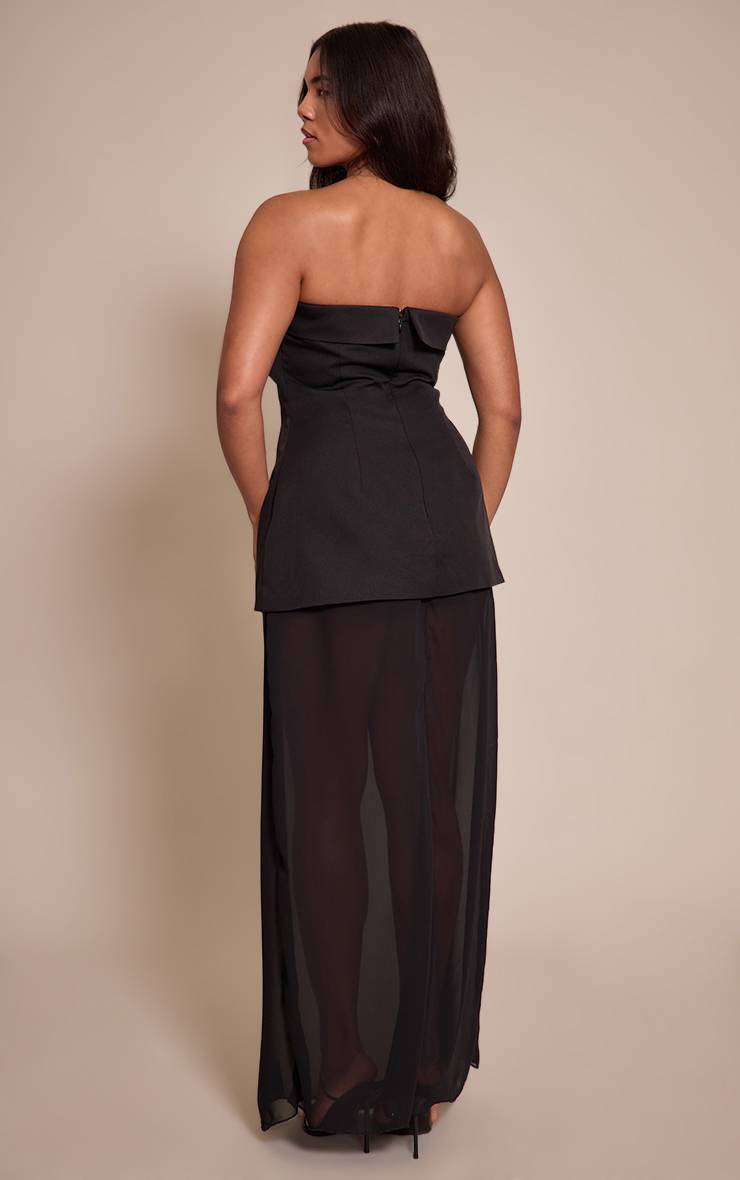 Noir Robe Maxi Bandeau Shape À Ourlet Transparent