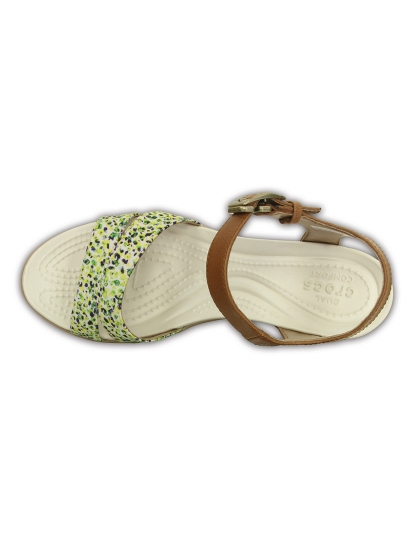 Leighii Anklestrap Graphic Sandals Wdg Brown and Green