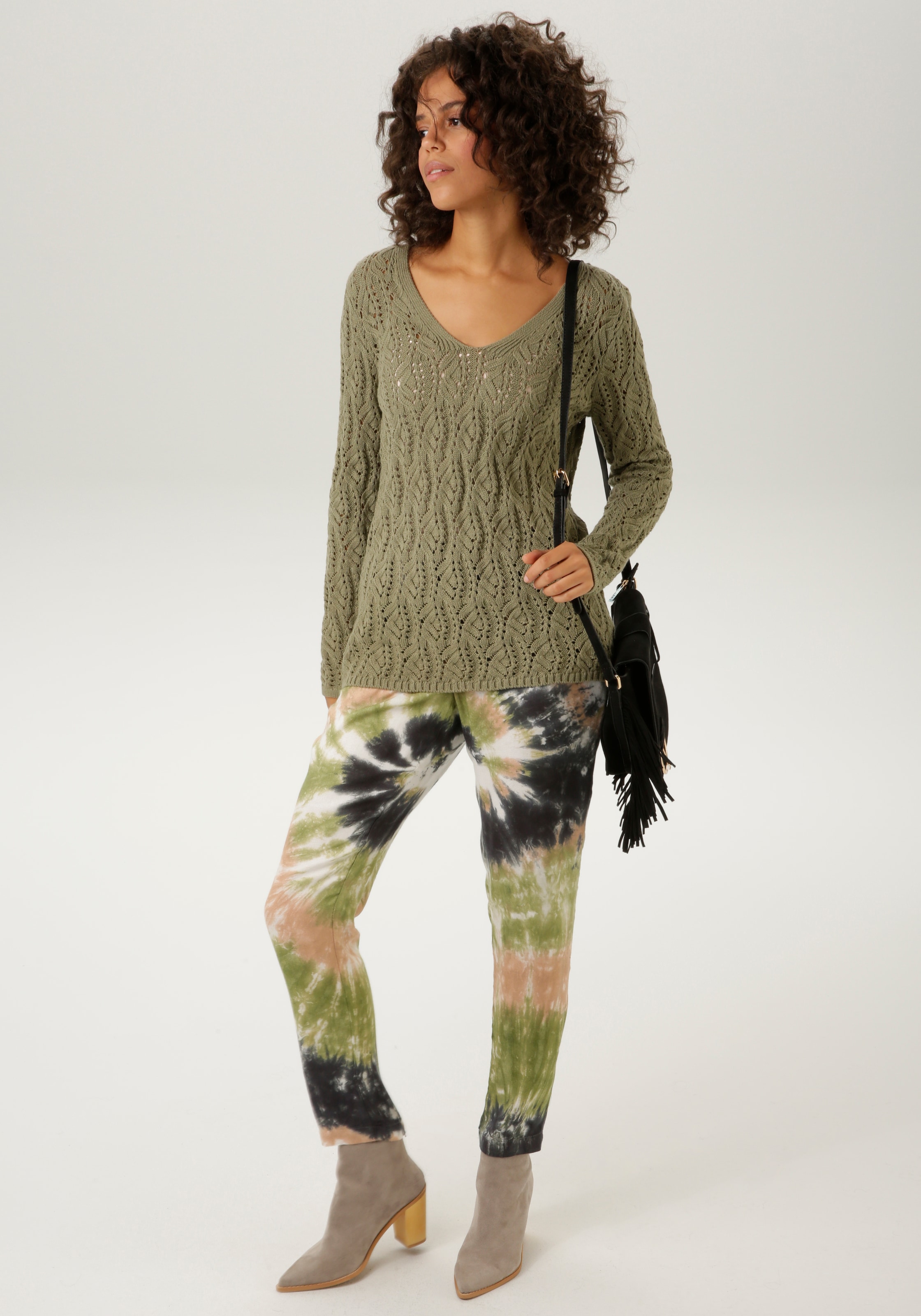 Aniston CASUAL Strickpullover , mit trendigem Ajour-Muster