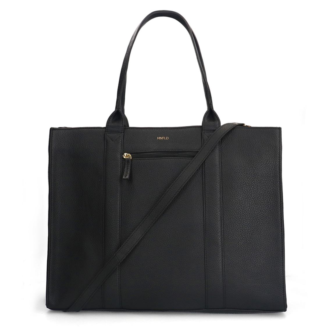 18 inch zwarte leren shopper