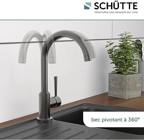 SCHÜTTE Cornwall 79161 Robinet de cuisine pivotant à 360 ° avec mitigeur monocommande Blanc : Bricolage