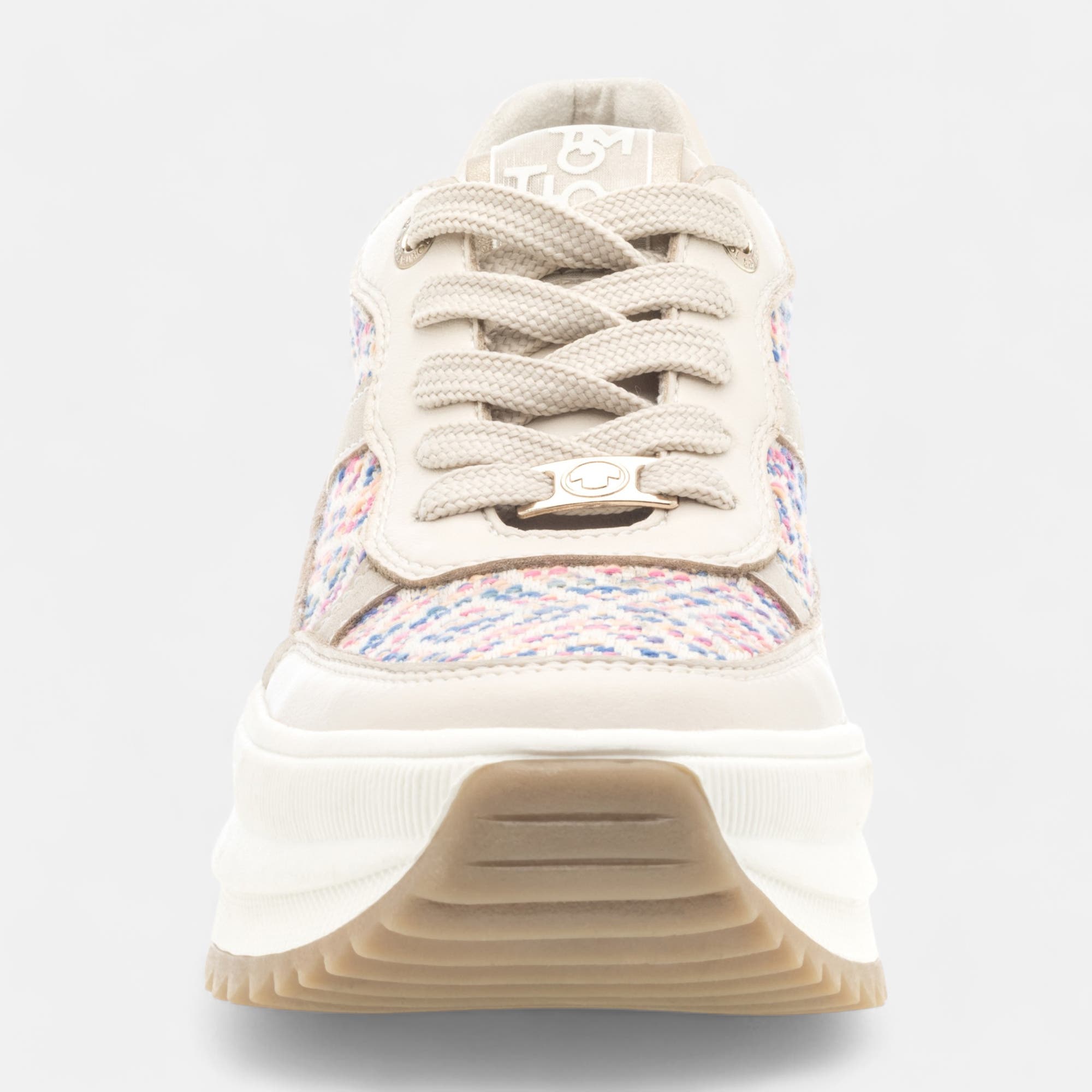 Baskets basses à talon compensé Femme beige