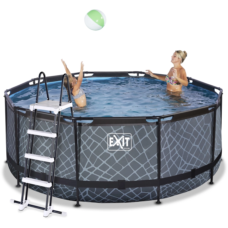 EXIT Stone Pool ø360x122cm mit Sandfilterpumpe, grau