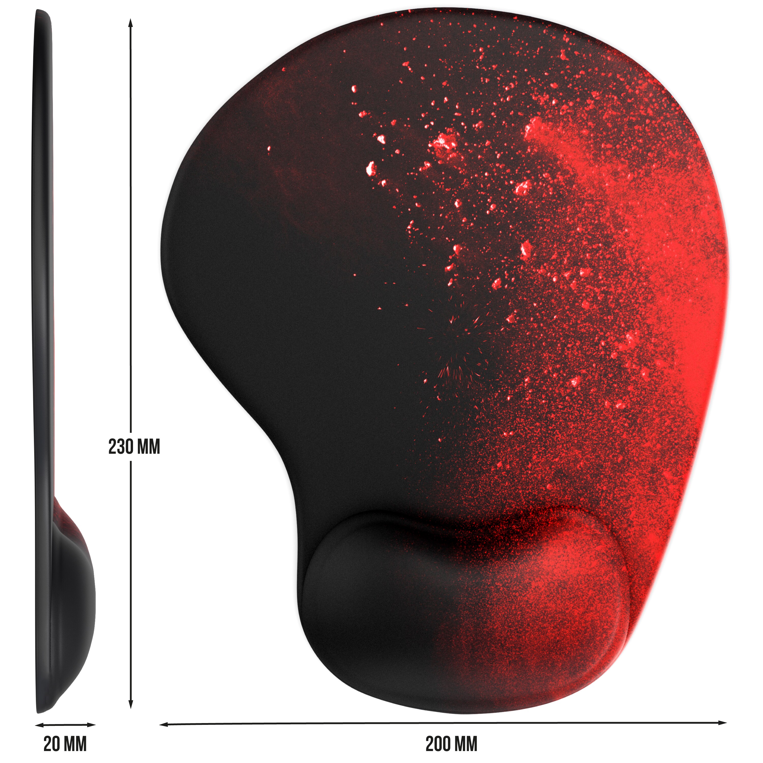 Titanwolf Gaming Mauspad mit ergonomischer Handgelenkauflage, Office Mousepad mit Gelpolster, Blood