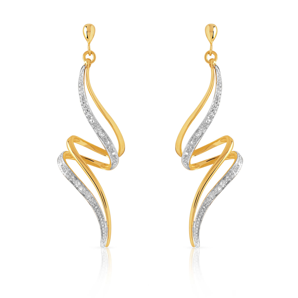 Boucles d'oreilles or 750 2 tons diamants