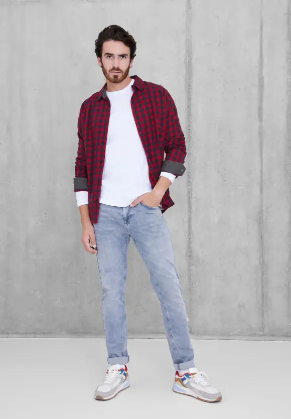 Hemd mit Karomuster - salsa red