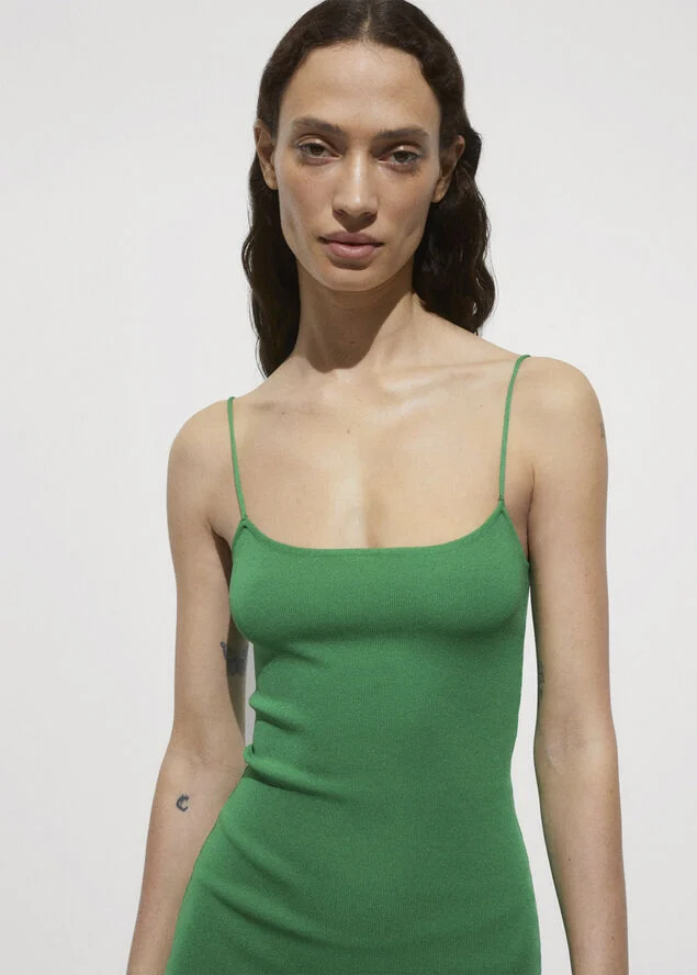 MANGO Short knitted dress Green