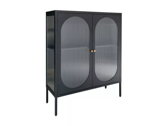 Adelaide - Buffet 2 portes en verre et métal L90cm : Couleur - Noir